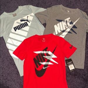 Nike puma Red and Gray T-Shirt Set medium 8-10 / 10/12